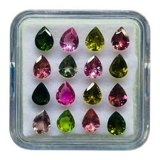 4.68 Cts Natural Tourmaline 5x4mm Pear Cut Multi Color Loose Gemstones Lot 16 Pc