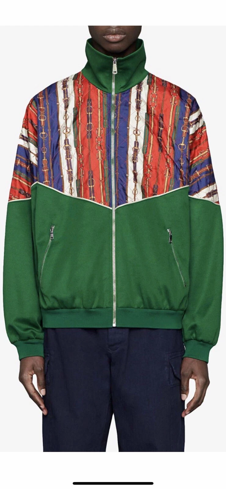 Veste bi matériaux 100 % authentique GUCCI vert jade vert surdimensionnée + taxe taille : xxl