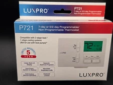 NEW LUXPRO P721 7 Day 5/2 Day Programmable/Non Programmable Thermostat 