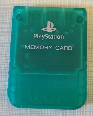 Playstation 1 PS1 Official OEM 15 Block Memory Card SCPH-1020 transparent green