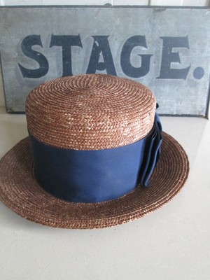 VINTAGE Frank Olive for Saks Fifth Avenue Brown Straw Navy  display picture 1