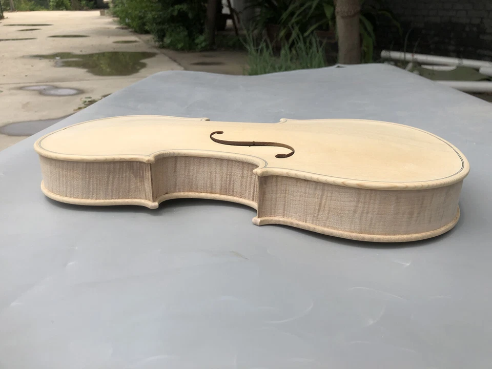 4/4 Violin Unfinished White Violin Body Tiger Flame Maple Spruce Advance #3292 - Image 4 of 4