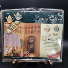 Mary Engelbreit Wallies 12907 Green Tea Set Wallpaper Cutouts Removable Country