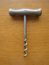 Vintage Silver Painted Iron Metal Corkscrew 1900-1940 Kitchenalia 