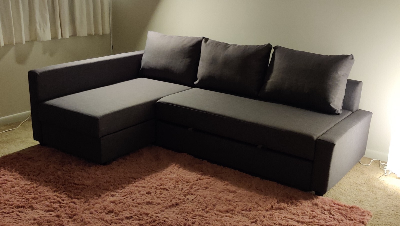 Slightly Used IKEA FRIHETEN Dark Grey Sectional Convertible Couch for