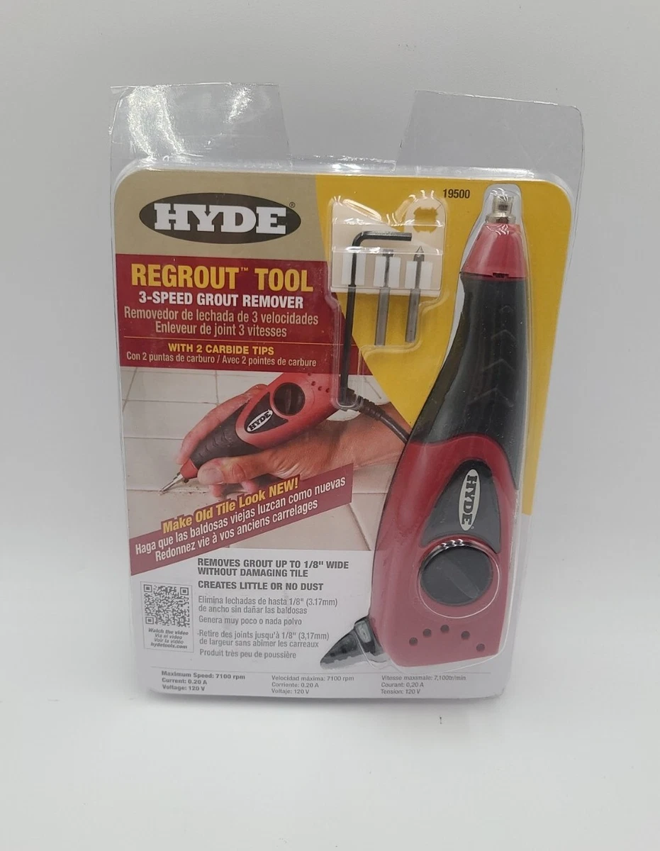 HYDE REGROUT TOOL MODEL 19500 3 Speed Grout Removal With 2 Carbide Tips NEW