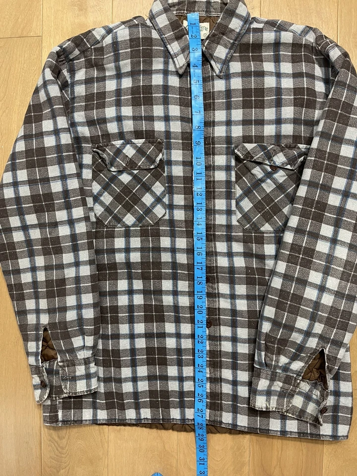 Vintage Sears The Mens Store Flannel Plaid Thermal Polyester Lined M TALL Shirt - Image 2 of 4