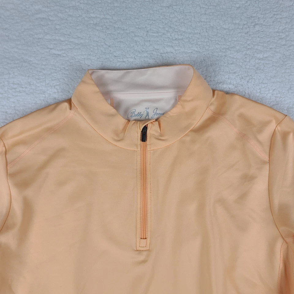 Suéter masculino Bobby Jones 3XL XXXL laranja pêssego coleção desempenho quarto de zíper - Imagem 3 de 4