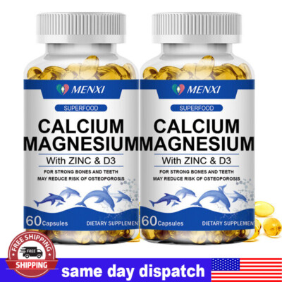 Magnesium Zinc Vitamin D3 Calcium 1000 MG Complex (120 Softgels)-High Absorption