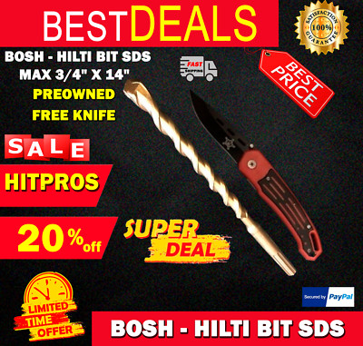 BOSH - HILTI BIT SDS MAX 3/4'' X 14'' PREOWNED, FREE KNIFE, FAST SHIP