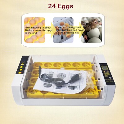 Egg Incubator 24 Eggs Mini Automatic LCD Display Egg Bird Poultry Hatcher