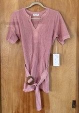 CoCo Y Club Women's Tight Knit Belted Tunic Sweater Top Size M Soft Pink NWT