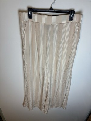 Torrid wide leg Pants Womens Sz 0 Beige White Stripe Pull On Lightweight Pockets