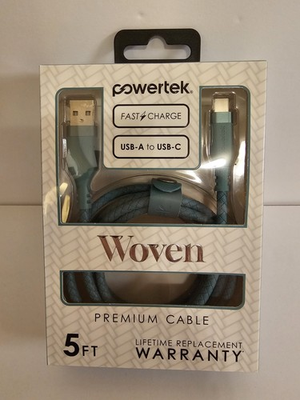 #ad For Andriod Powertek 5ft USB Cable Fast Charge Green NEW $15.00