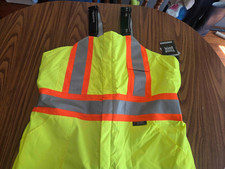 Men's NWT Tough Duck Green Hi Vis Insulated Bibs Overalls XL Poly MSRP 150