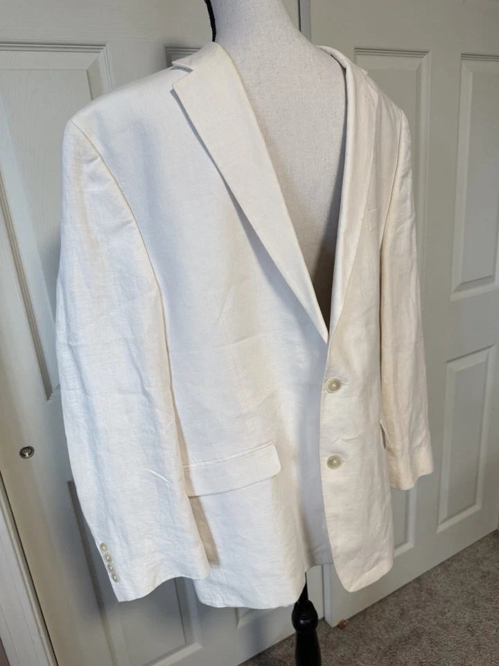 Abrigo Blazer Deportivo Ralph Lauren 100% Lino Para Hombre Chaqueta Informal Dos Botones Talla 46R Foto 3 de 4