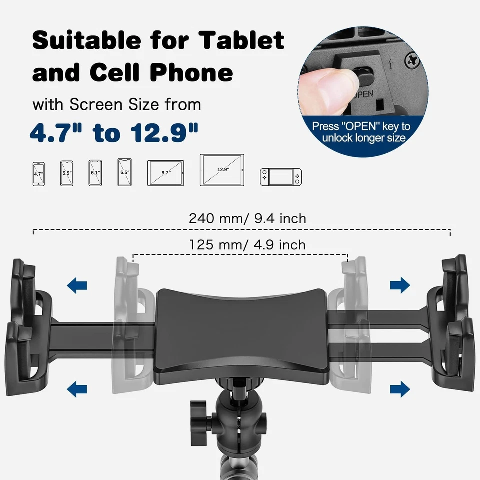 Robuste Tablet Halterung | Auto LKW Armaturenbrett/Windschutzscheibe Halter für 4,7"-12,9" iPad - Bild 2 von 4