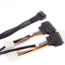 Dual Port Mini SAS HD SFF-8643 8i to 2X SAS 8639 with Power Server Cable