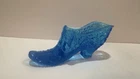 Vintage Fenton Art Glass Blue Shoe Slipper Daisy & Button Cinderella