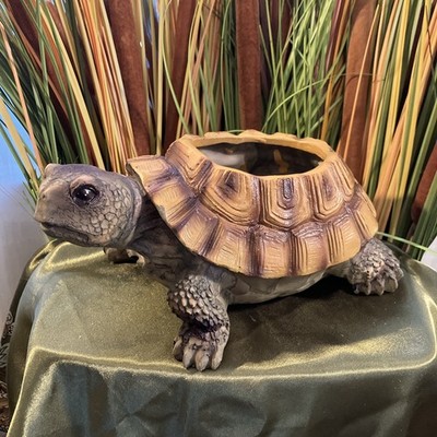 Turtle Flower Pot Resin Statue Planter Wild Life Sculpture Home Garden Decor