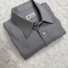 BORRELLI X Neiman Marcus Spread Collar Stripe Dress Shirt Gray Men Large Italy