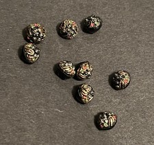 VINTAGE SET OF BLACK GLASS WITH RHINESTONE SET OF 9 BUTTONS
