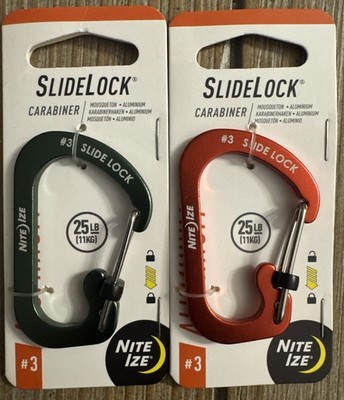 (2) Nite Ize Slidelock Carabiner Aluminum #3 Red And Green