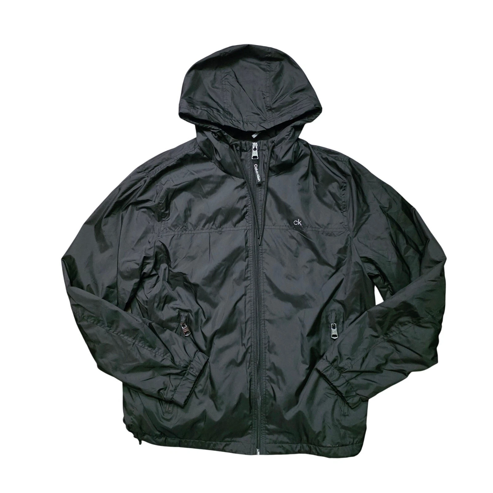 Calvin Klein Water‑Resistant Zip Hoodie Jacket Mens Medium Black