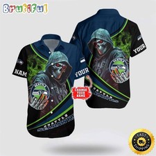 Personalized Seattle Seahawks Hawaiian Shirt Skull Tropical Team Gifting