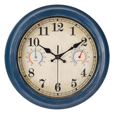 12 Inch Outdoor Clock with Thermometer and Hygrometer Combo, Waterproof Indoo...
