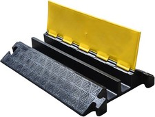 Heavy-Duty Rubber Cable Protector Ramp Yellow Cable Protector with Lid for Roads