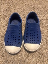 Native Kids Shoes Slip-On in Royal Blue with White Toe 7c
