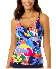 Anne Cole Women's Printed Underwire Tankini Top Topical Floral 34C / 36B