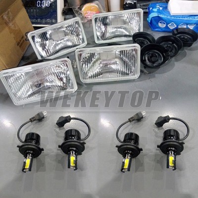 4PCS 4x6'' LED Headlights Hi-Low Beam For Kenworth W900 T800 T600A Peterbilt 378