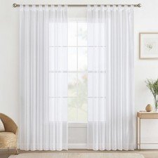 Curtains loop scarf set of 2 curtains transparent loops curtain white...
