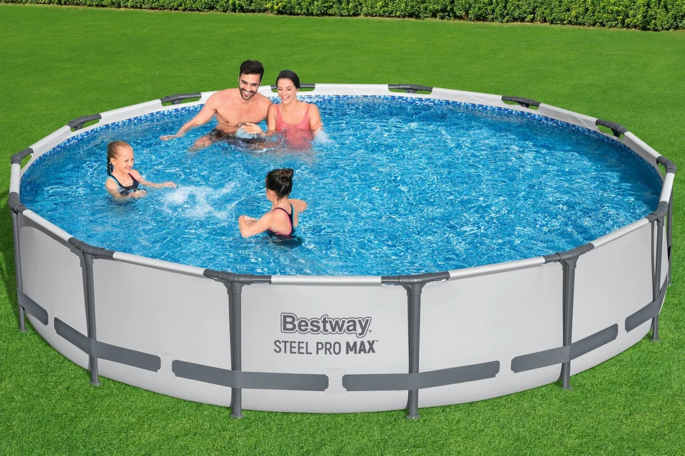 Frame Pool - Set mit Filterpumpe Swimmingpool Garten Lichtgrau Ø 427 x 84cm - Bild 2 von 4