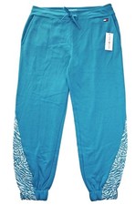Tommy Hilfiger Womens XL Joggers Sweatpants Warm-Ups Fleece Casual Turquoise 60
