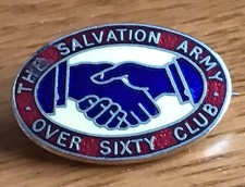 Vintage The Salvation Army Over Sixty Club Enamel & Gold Tone Pin Badge