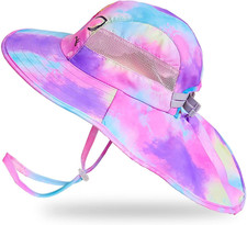 Kids Sun Hat UV Protection Summer Beach Play Hats Wide Brim Neck Flap for Girls