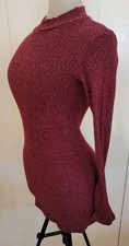 Womens Cherry Red Short Longsleeve Sweater Dress Sz Small Lightweight