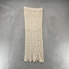 Francesca's Maxi Skirt Womens Large Cream Crochet Lace Boho Beach Vacation