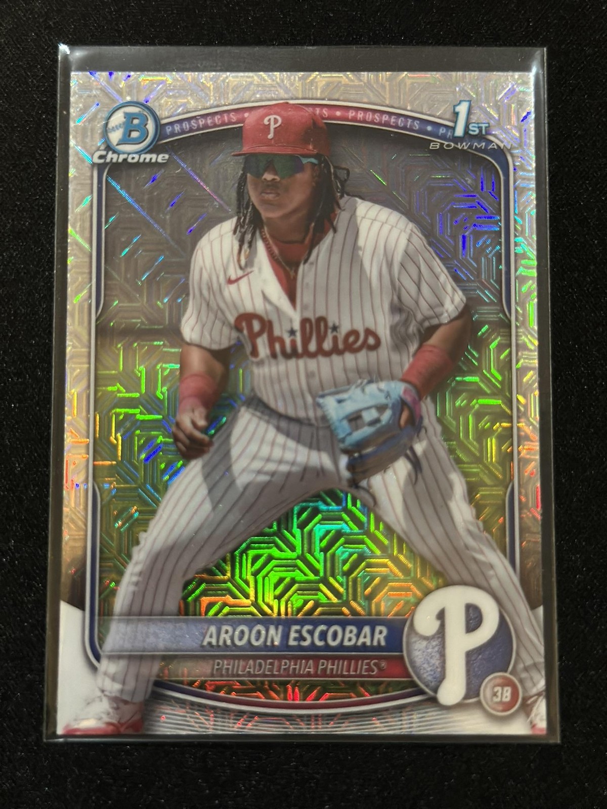 2025 1st Bowman #BCP-65 Aroon Escobar Chrome Prospects X-Fractor Phillies