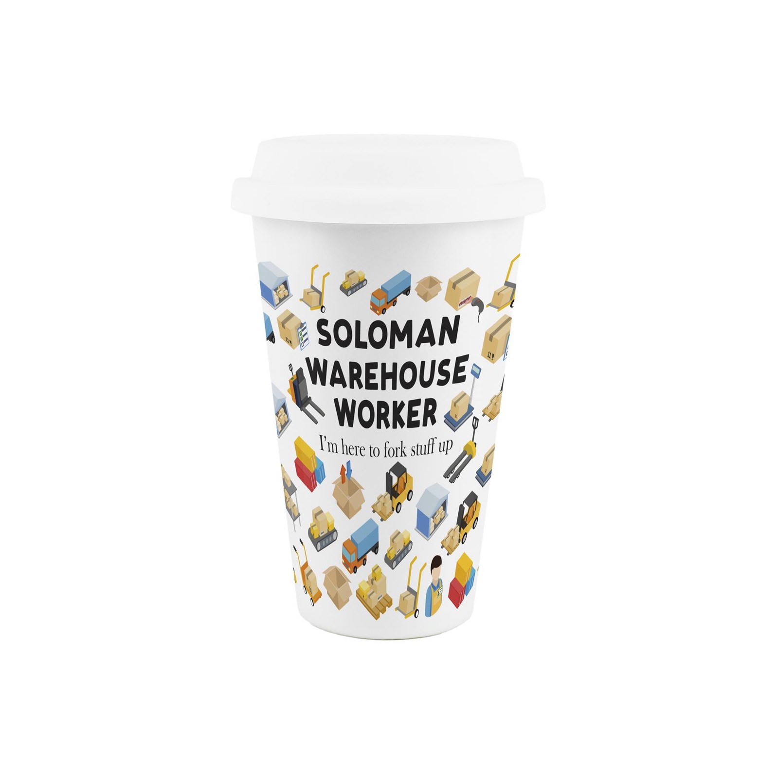 Custom Warehouse Worker Ceramic Travel Mug - Personalised Tradies Gifts