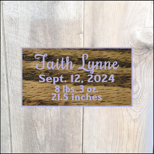 Personalized Baby Birth Stats Hand Carved Wooden Name Sign Nursery Wall Decor