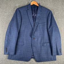 Ralph Lauren Blazer Jacket Men 50L Blue Glen Check Windowpane Sport Coat