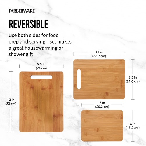 Farberware 3-Piece Kitchen Cutting Board Set, Reversible Chopping Boards for Mea - Picture 5 of 8