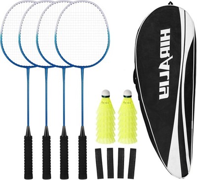 Beginner-Friendly Badminton Set: 4 Steel Rackets, 12 Birdies & Carry Bag