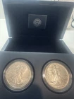 1991 AMERICAN EAGLE WEST POINT TWO-COIN SILVER SET In CAPSULES & Beautiful Box!