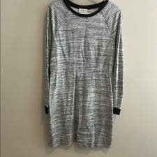 Loft Grey with Black Trim Long Sleeve Shirt Dress. Size Medium