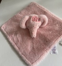 Parents Choice Pink Elephant Plush Floral Satin Baby Blanket Plush Lovey